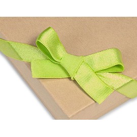 Pack Of 50, 12" Chartreuse Satin Stretch Wide Loops W/Pre-Tied Bows For Jewelry Boxes