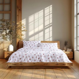 Linen Closet Soft & Cozy 100% Cotton Flannel Sheet Set, Queen, Blush Blossom