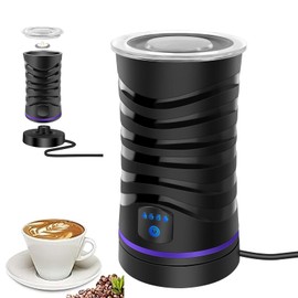 Electric Milk Frother, 4-in-1 Milk Frother and Steamer for Frothing and Heating Milk, 14.5oz/430ml Automatic Hot and Cold Foam Maker and Milk Warmer for Latte, Hot Chocolate Milk, Black