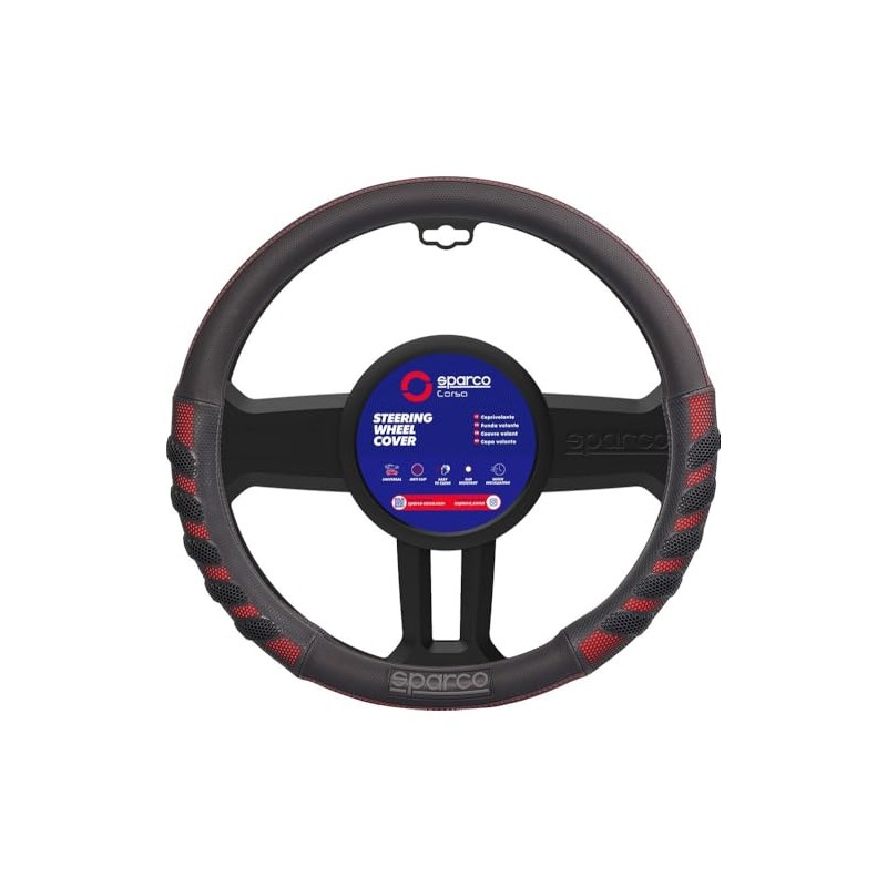 SPARCO S101 Universal Car Steering Wheel Cover, Red Colour