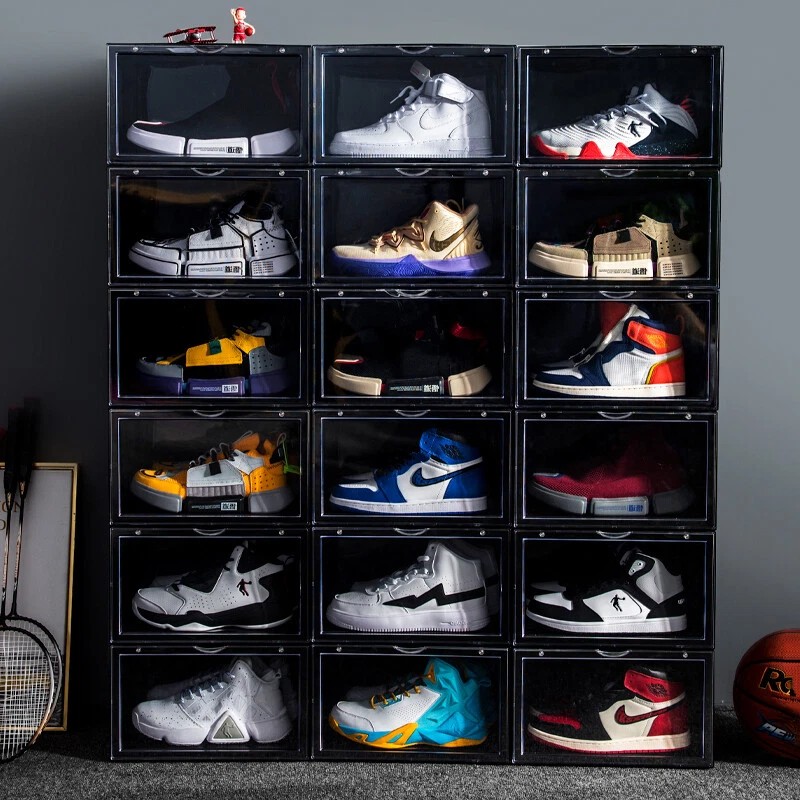 Case Foldable Shoe Box Clear Storage Case Sneaker Container Organizer
