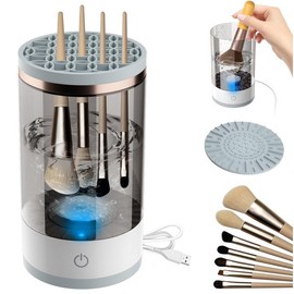 Electric Makeup Brush Cleaner, Automatic Brush Washer, Makeup Brush Cleaning Machine, Makeup Tool Cleaner for Daily Use, Christmas Gift electric makeup makeup tool - Color: transparent color