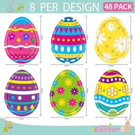 Xjoviative 48Pcs Easter Paper Plates Oval, 7.9 x 5.9 Inch Easter Egg Party Plates Disposable Dessert Plates Dinner Plates for Spring Easter Party Decorations