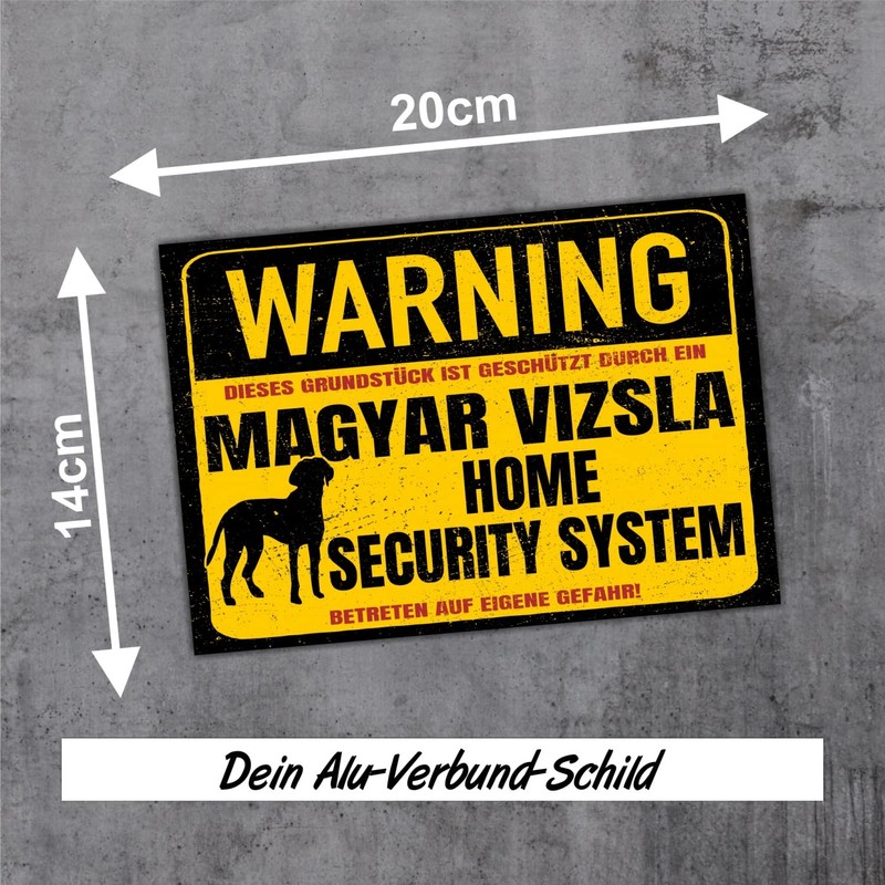 Magyar Vizsla Sign Warning Security System Door Sign Dog Warning
