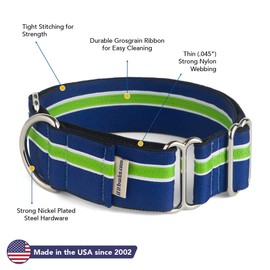If It Barks - 1.5" Martingale Collar for Dogs - Adjustable - Nylon - Strong and Comfy - Ideal for Training - Made in USA - Custom, Finley
