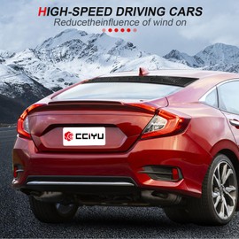 cciyu Shark Fin Spoiler Rear Bumper Chassis Spoiler Shark Fin Wing Fits for 2016-2020 for Honda Civic Sedan Rear Roof 9 Shark Fin Spoiler Wing ABS Glossy Carbon Look