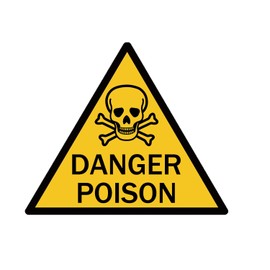 Danger Poison Warning Sign Stickers, 4 Inch, Skull and Crossbones Design, 15 Pack, Yellow and Black Safety Labels