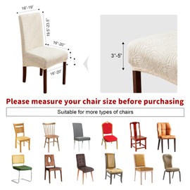 YUEANG Dining Chair Covers, Chair Covers for Dining Room Stretch Parsons Chair Slipcover, for Dining Room Kitchen Chair Protector Cover, Removable, Washable (Beige, 2 Pack)