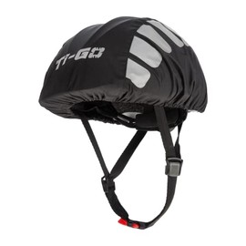 Ti-GO Kids 100% Waterproof Childrens Cycling Covers - Waterproof & High Visibility Bike Helmet Cover - Reflective and High Viz Black & Vis
