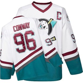Mighty Ducks Jersey 96# Charlie Conway Movie Ice Hockey Jersey Stitched Letters and Numbers
