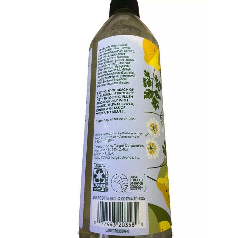 Everspring Seasonal Collection Lemon & Coriander Liquid Dish Soap 18