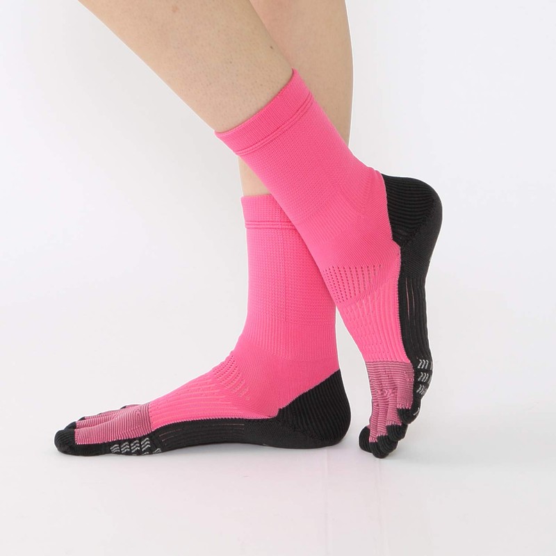 Tabio Football 5-Toe Socks, Made in Japan, Soccer, Futsal, pink,