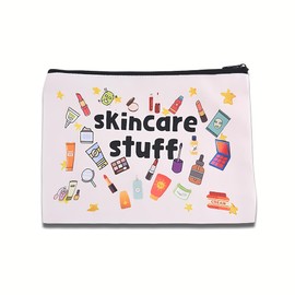 Skincare Stuff Makeup Bag Travel for Women Canvas Cosmetic Makeup Pouches with Zipper Travel Makeup Cosmetic Bags for Best Friends Toiletry Organizer Pouch for Sister