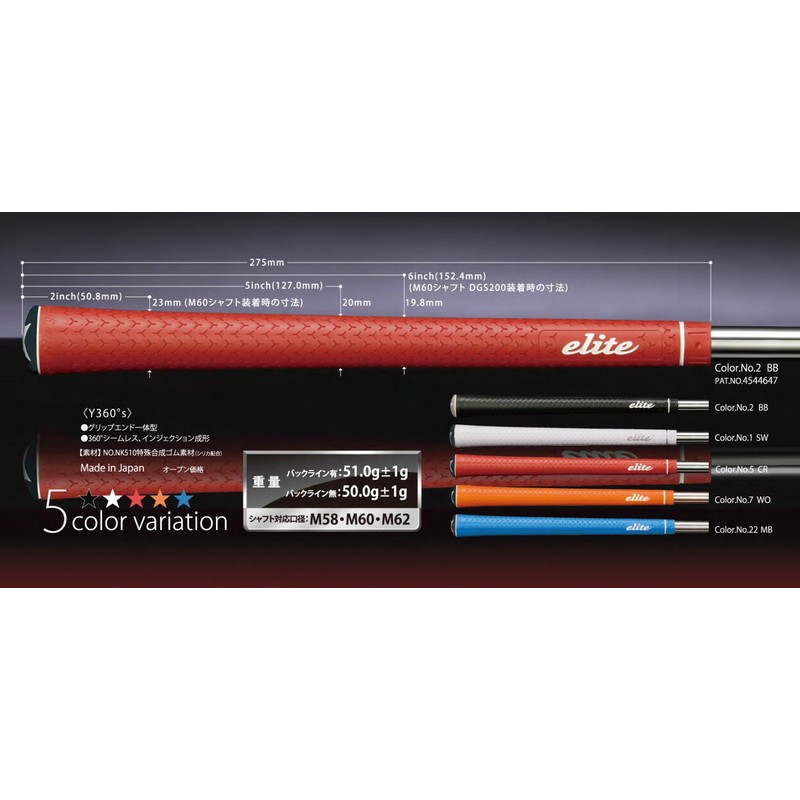 elitegrips Y360 S Y360°S Classic Red Non-Backline Grip