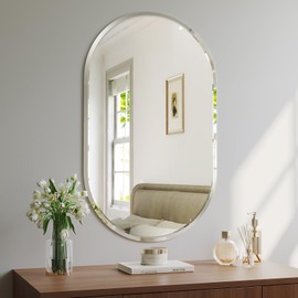 Brightify Frameless Oval Mirror, 22x30 Oval Beveled Bathroom Mirrors for Over Sink, Beveled Polished Frameless Mirror for Bathroom, Bedroom, Living Room, Entryway, Vanity