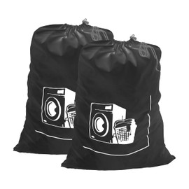 Maishijie Pack of 2 Oxford Fabric Laundry Bags, Heavy Duty, 50 x 70 cm, Very Durable, Toy Dirty Bags, Drawstring with Drawstring Closure, Machine Washable and Reusable (Black)