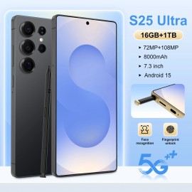 Hot Selling S25+ ULTRA Original 2025 Smartphone 65W Quick Charge 16GB RAM 1TB Storage Low Price Wholesale Cellphonescolor: Gray, ram: 16g, storage capacity: 1TB, plug: EU