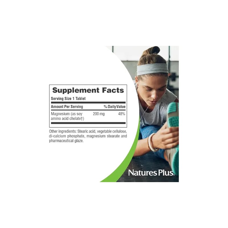 Magnesio Quelado Natures Plus 200mg 90 Tabletas Suplemento