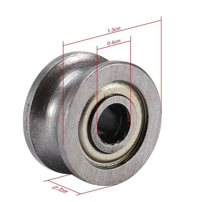 10pcs U624ZZ Miniature Steel U-groove Guide Pulley Rail Ball Bearing