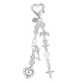 Cute Keychain Aesthetic Y2K Keychain Accessories Cute Heart Butterfly Strawberry Bear Key Chain for Keys Bags Women Gifts (1PCS Keys Heart)