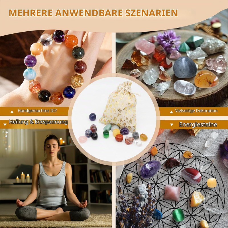 Colourful gemstone set, large 330 g, gemstones large 2-3 cm,