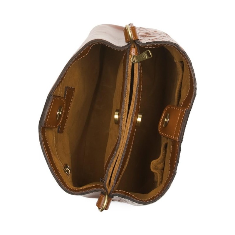Patricia Nash Tooled Leather Ledra Bucket Crossbody Bag (Florence Tan)