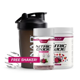 Snap Supplements - Berry Flavor Nitric Oxide Beets + Cherry Flavor Nitric Oxide Gummies + Free Shaker (14oz) - Natural Supplement Bundle