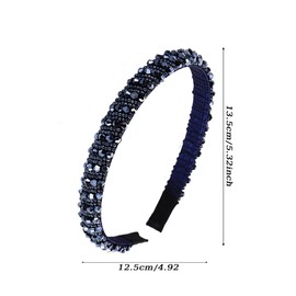 SURALIN 1 x headband for women with crystal beads, headband, hair accessory, headband, women's headband, girls (navy blue)