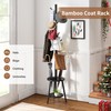 FILWH Freestanding Coat Rack with Umbrella Organizer Tray Bamboo Coat