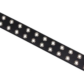 Lowlife Duplici Vegan Faux Leather Belt with Double Eyelets - Black/Silver, black/silver