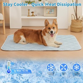 Petvolve Dog Cooling Mat 35.4" x 23.6", Double-Sided Dog Cooling Mat, Q-MAX>0.45, Washable Portable Cooling Mat for Dogs, Crate, Couch & Car