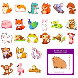 Bric Dodo Pack of 50 Mini Animals Stickers Car Laptop Phone Guitar Skateboard Motorcycle Bicycle Animals Stickers Set Vinyl Waterproof Aesthetic Stickers for Teenagers Children Adults
