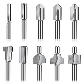 Hakkin HSS Router Bits 10Pcs 3mm 1/8" Mini Shank Carpentry Router Bits Fit Dremel Foredom Rotary Tool Set for DIY Woodworking, Carving, Engraving, Drilling