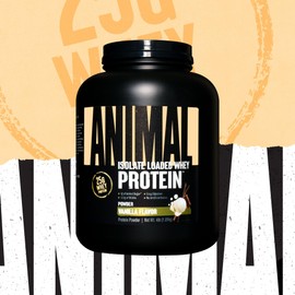 Animal Animal Whey Isolate Protein Powder - Loaded for Pre & Post Workout Muscle Builder and Recovery with Digestive Enzymes for Men & Women - 25g Protein, Great Taste, Low Sugar - Vanilla 4 lbs