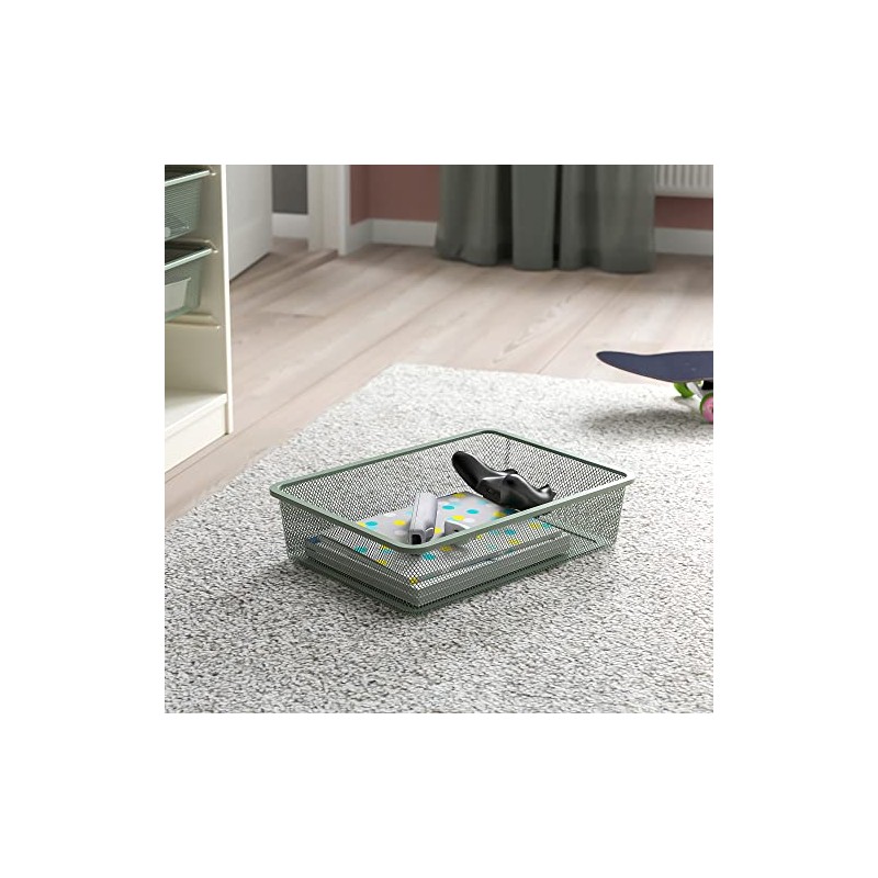 Ikea TROFAST mesh storage box, 42x30x10 cm, light green-grey
