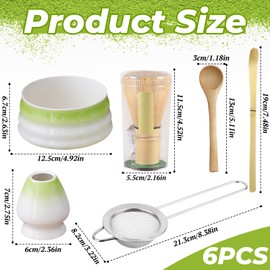 Matcha Whisk Set, 6PCS Matcha Set Whisk and Bowl, Matcha Whisk and Bowl Set, with Holder/Scoop/Sifter,Whisk Holder Matcha Whisk Set,for Making Breakfast/Matcha Latte,Women,Men,Friends,for Matcha Lover