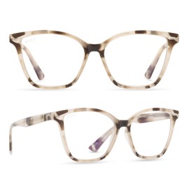 DIFF Reading glasses for Women, Lightweight Oversized Readers Leah 2.0 designer blue light glasses with magnification, Cream Tortoise