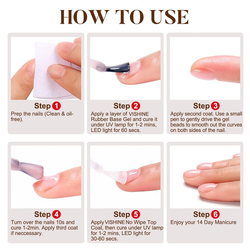 Vishine Beige Milk Rubber Builder Base Gel Nail Polish, 6
