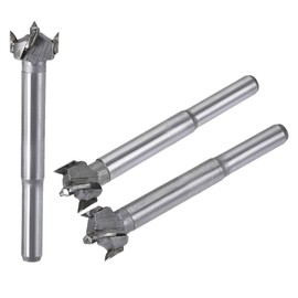 uxcell Forstner Wood Boring Drill Bits 14mm 15mm 16mm Dia. Hole Saw Carbide Alloy Steel Tip Round Shank Cutting for Hinge Plywood Wood Tool 3in1 Set