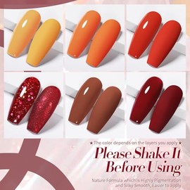 Born Pretty UV Nagellack Glitzer Rot - Gel Nagellack Orange Gelbbraun UV Lack Manik√ºre und Nagelkunst DIY zu Hause