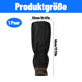 DvBCNMe Gamaschen Wandern, Regengamaschen Wandern Für Outdoor-Aktivitäten, Gamaschen Wasserdicht Für Wandern, Skifahren, Bergsteigen,Jagen Und Klettern(Schwarz)