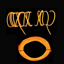 Cable de Luces de Neón EL, Luces LED Flexible, 5m/16ft Tira de Luz Decoración para Navidad, Año nuevo, Decoración de Bricolaje, Fiestas y Decoración Del Hogar (Naranja)