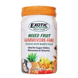 Gummivore-Fare - Mixed Fruit Flavor - Healthy All Natural Native Food Treat Sugar Gliders, Marmosets, Tamarins, and other Gum-Feeding Mammals - 8 oz. Jar - Acacia Gum-Based Supplement