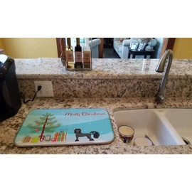 Caroline's Treasures CK3447DDM Chinese Crested Christmas Tree Dish Drying Mat Absorbent Dish Drying Mat Pad for Kitchen Counter Dish Drainer Mat for Countertop, 14 x 21", Multicolor