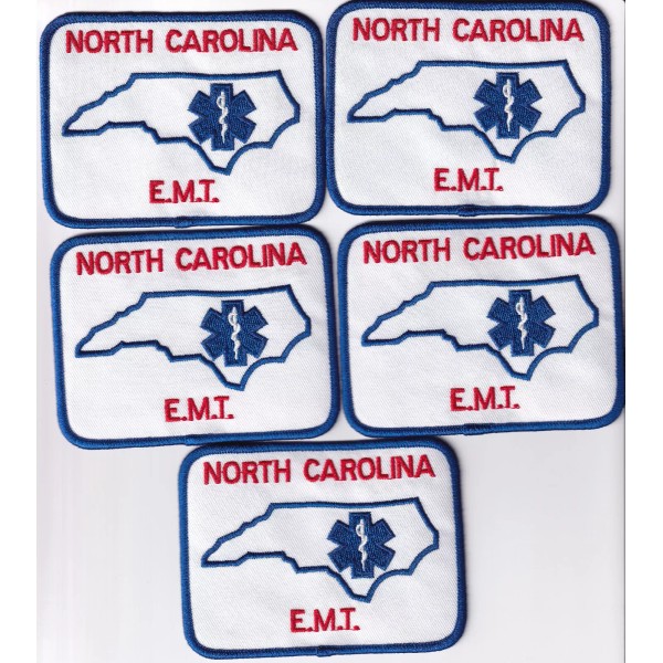 5 North Carolina EMT Emergency Medical Technician shoulder patches NC