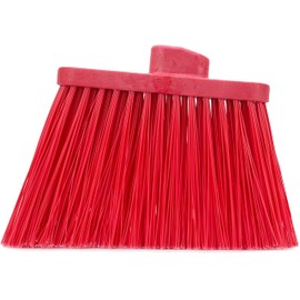 SPARTA Plastic Broom Head, Angled, Un-Flagged for Large Debris Indoor, Outdoor, Home, Restaurant, Lobby, Office, 12 Inches, Red