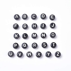 Cheriswelry 20 Sets/520pcs Sorted Black Acrylic A-Z Letter Alphabet Beads 7mm Mixed Flat Round Disc Coin Pony Beads for DIY Bracelet Necklace Jewelry Making Supplies