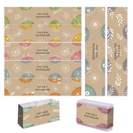 PH PandaHall - 90 cintas de papel envolvente, 9 estilos clásico, etiquetas de papel de flores, fundas para envolver, etiquetas verticales para barras de loción de jabón hechas a mano, envoltura de regalo de baño, 8.5 x 1.9 pulgadas