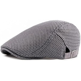Men Breathable Mesh Summer Hat Newsboy Beret Ivy Cap Cabbie Flat Cap (AU, Alpha, One Size, Dark Grey)