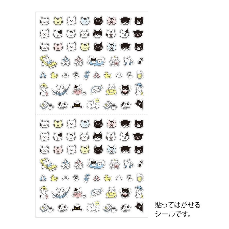 Midori 82685006 82686006 Notebook Sticker Emoji Cat Pattern + Bear